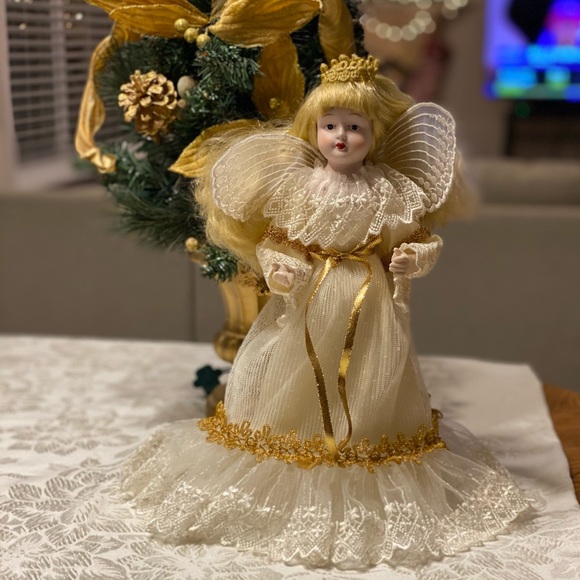 Vintage porcelain doll angel tree topper - Picture 14 of 16